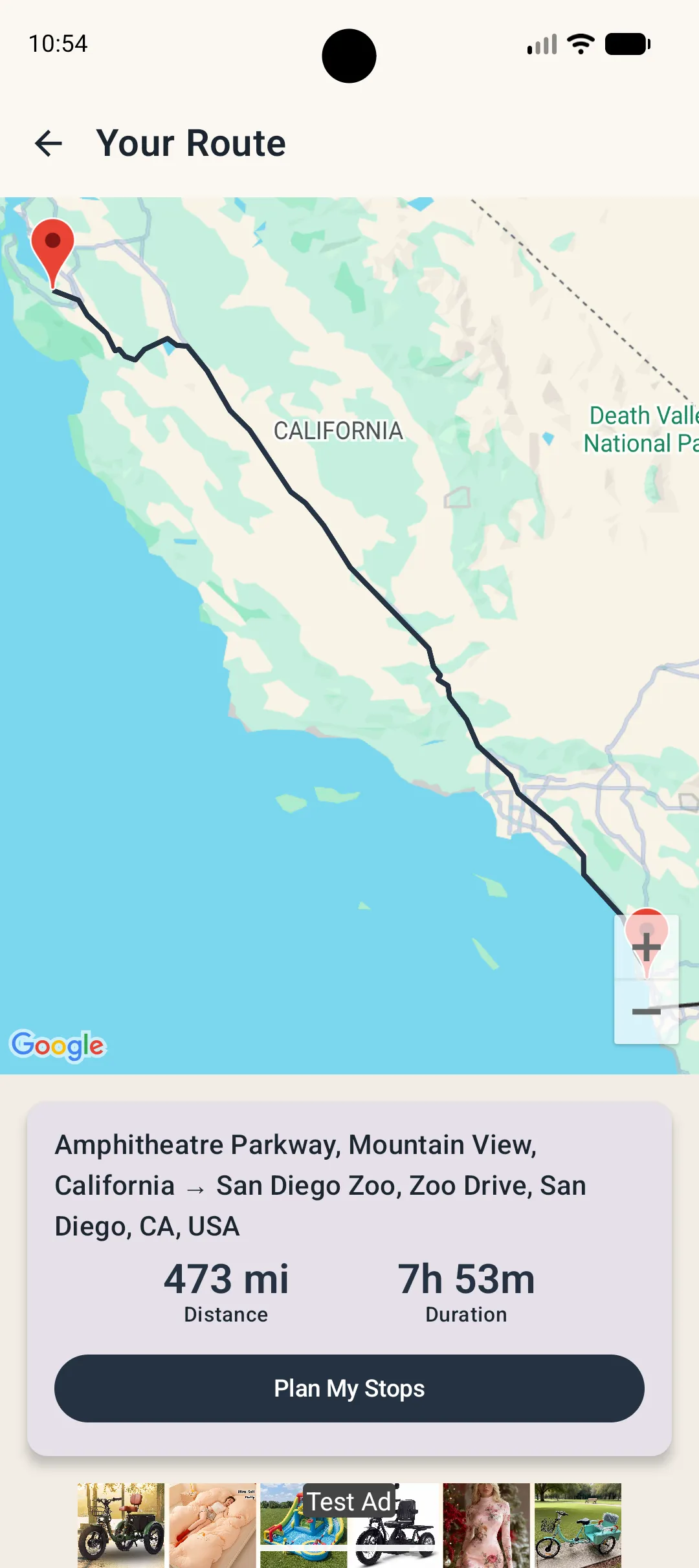 Route overview
