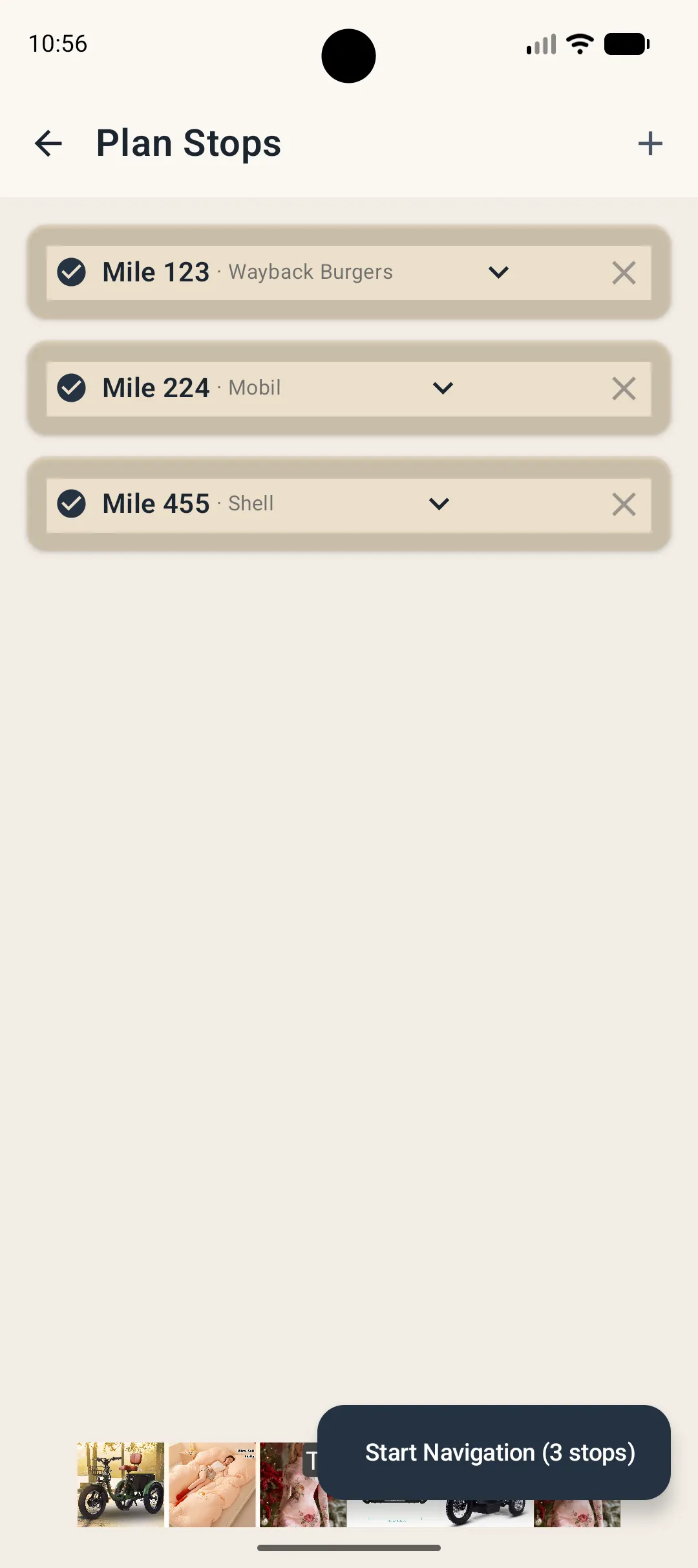 Active trip screen